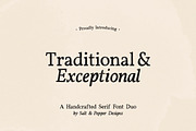 Traditional and Exceptional Font Duo, a Serif Font by Salt & Pepper Designs (Thumbnail 1 of 9)
