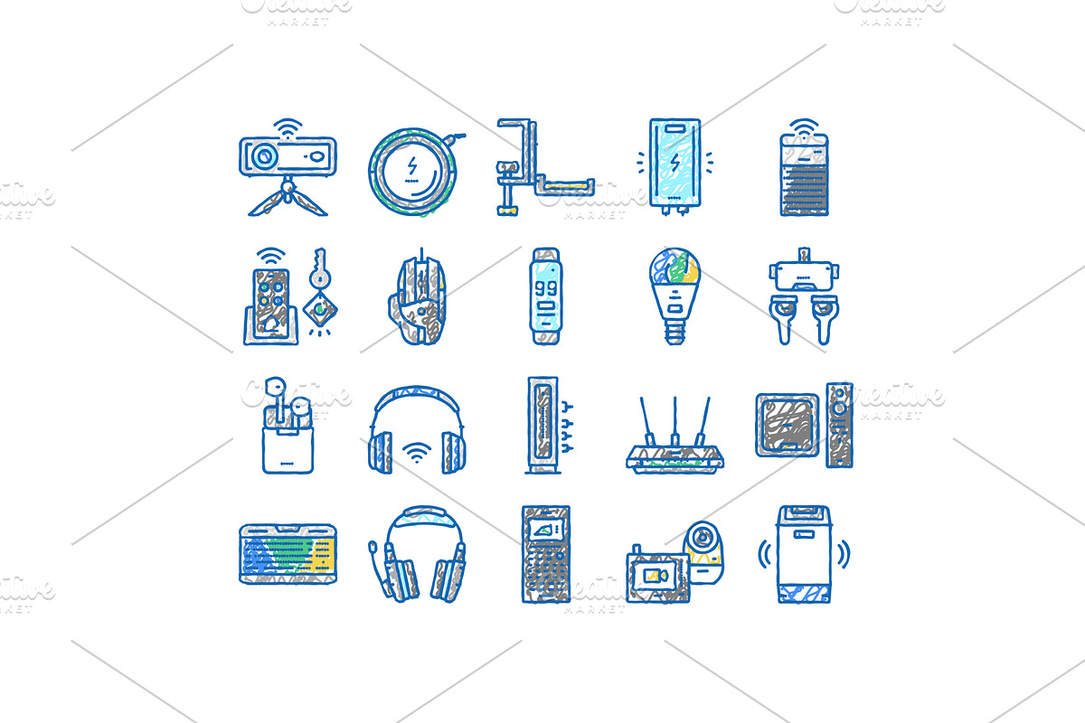 Electronics Digital Technology Icons, an Object Illustration by pikepicture