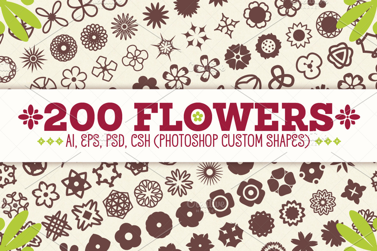 200 Flowers - Vector Shapes Set, a Shape Add-On by pixaroma (Photo 1 of 2)