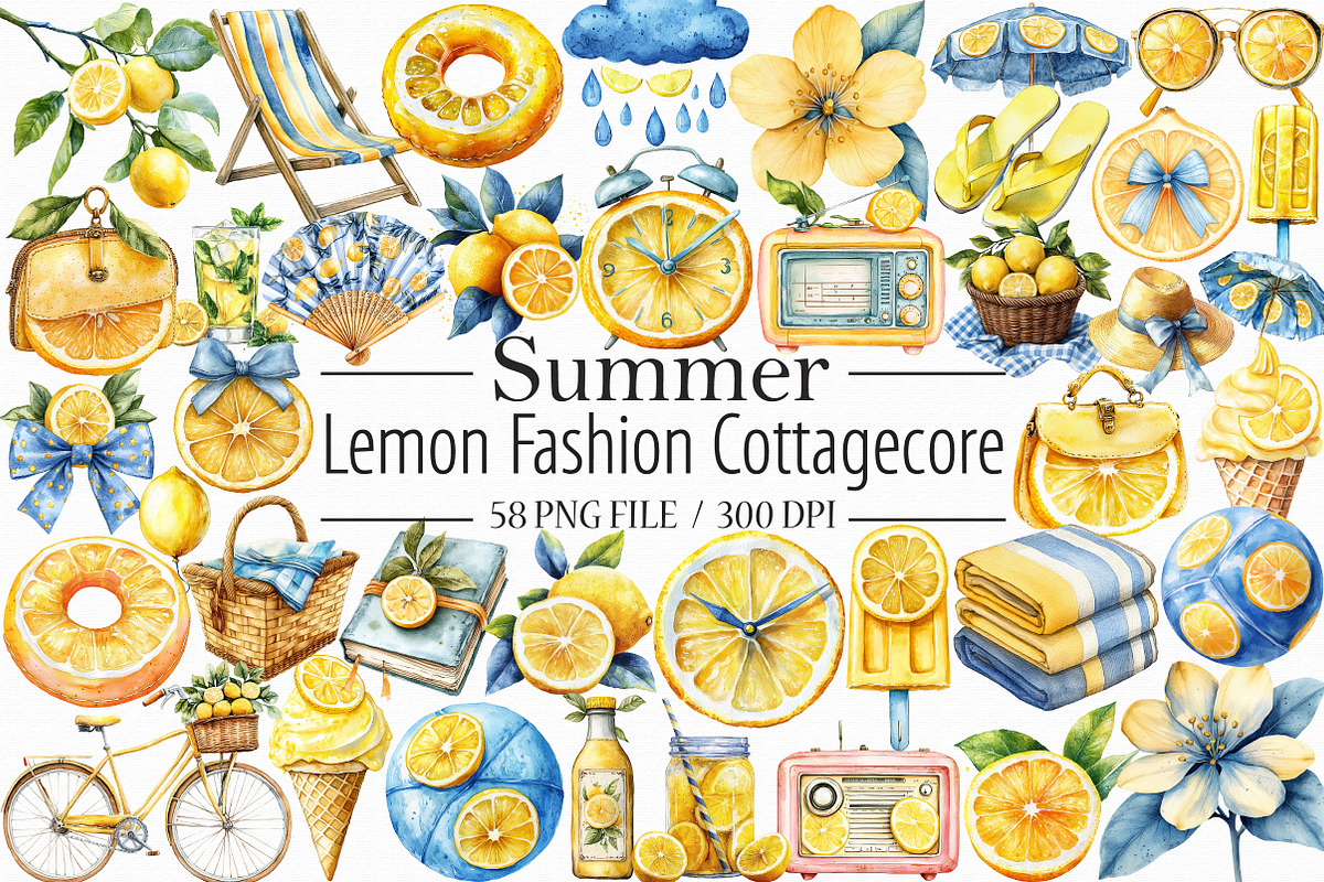 Lemon Clipart Summer Fashion Cottage, an Illustration by Libby Wishes (Photo 1 of 9)