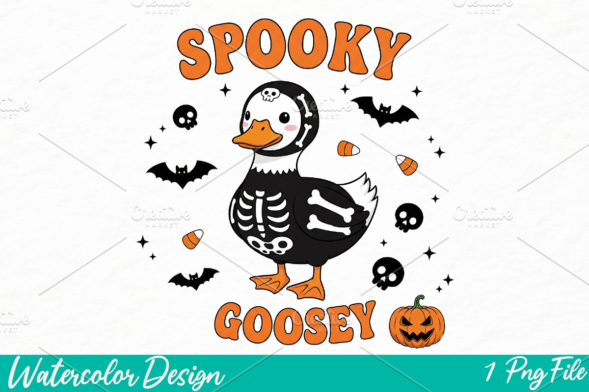 Spookey Goosey Png, an Illustration by Watercolor design (Photo 1 of 3)