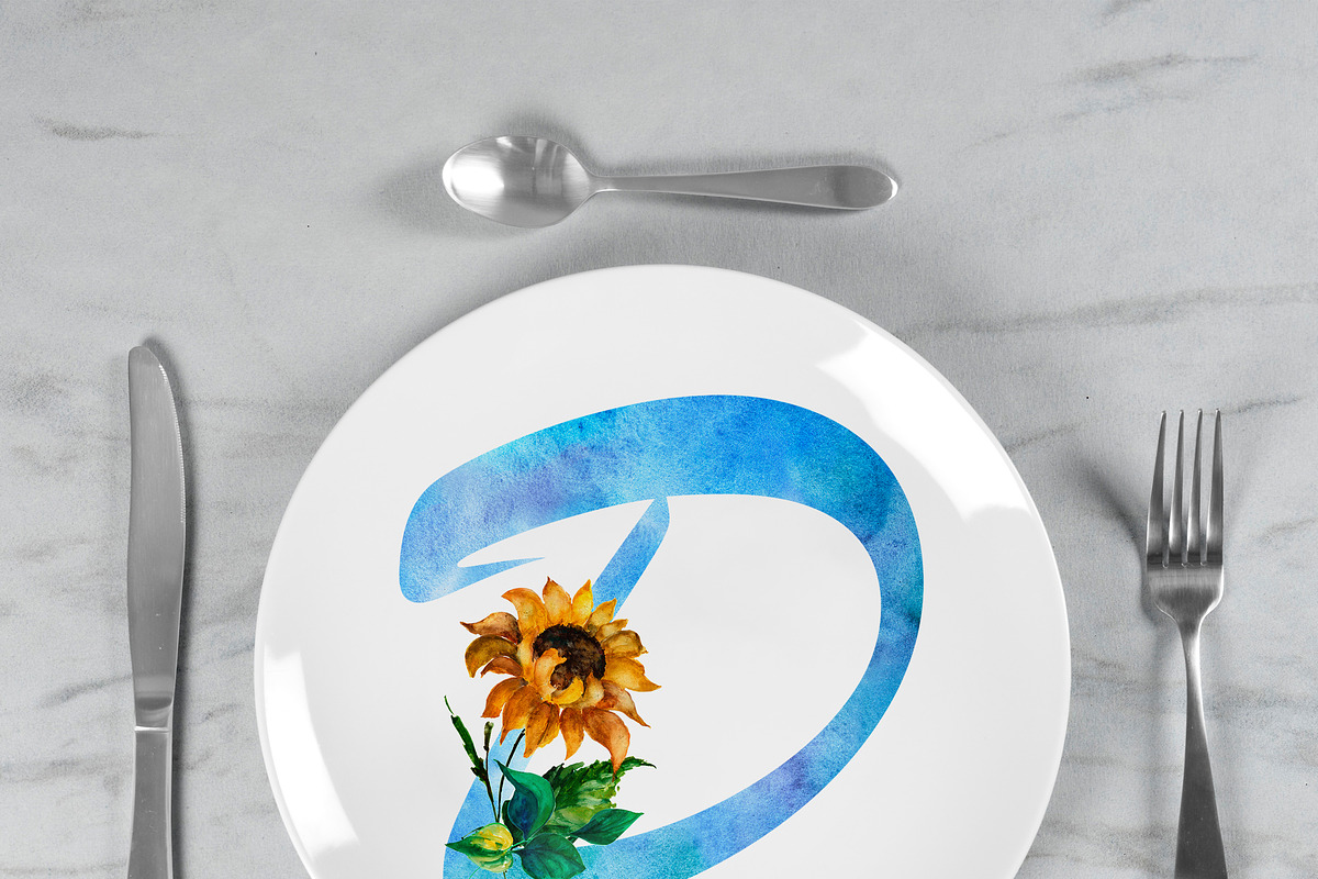 Floral font. Sunflower, a Sans Serif Font by ElliaArt (Photo 6 of 8)