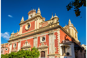 Baroque style salvador church in seville spain featuring church, spain, and, an Architecture Photo by Leonid Andronov