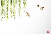 Japanese ink painting sumi-e. Birds., an Animal Illustration by Elina_Li (Thumbnail 18 of 25)