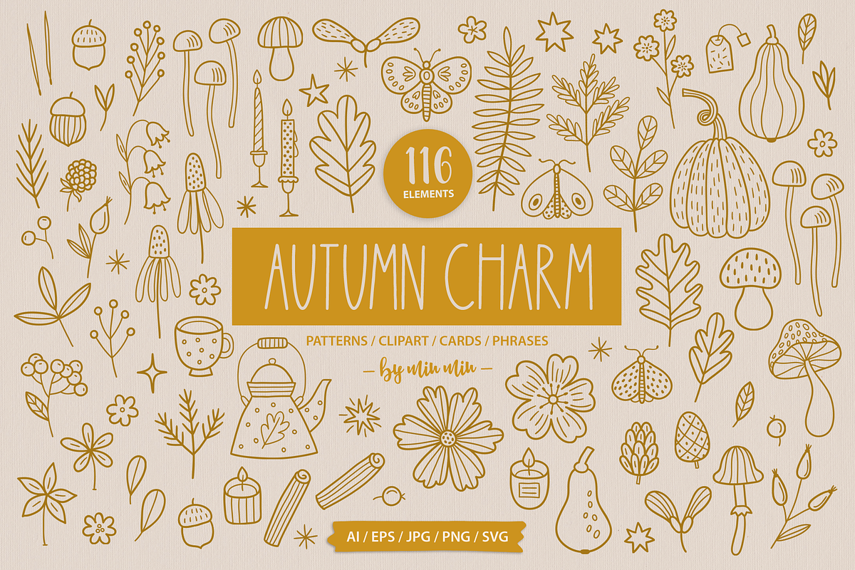 Autumn Charm Kit, a Seasonal Illustration by miumiu (Photo 1 of 15)