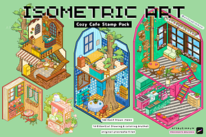 Procreate Isometric Cafe Stamp Pack