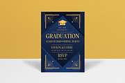 Blue Art Deco Graduation Invitation, a Card Template by graphicook (Thumbnail 1 of 3)