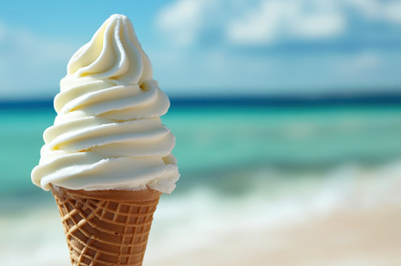 Enjoying a creamy ice cream cone by, a Photo by Iftikhar Alam