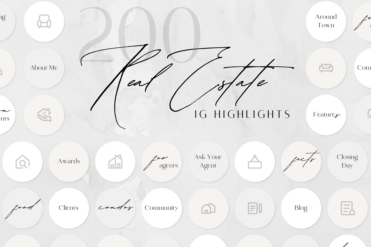 200 Real Estate Instagram Highlights, a Social Media Template by ZoaniDesign (Photo 1 of 10)