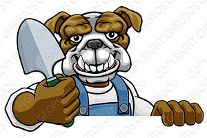 Bulldog Gardener Gardening Animal, an Animal Illustration by Christos Georghiou