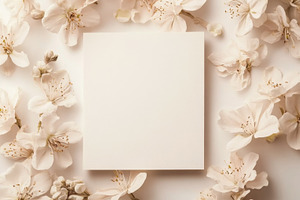 Blank Card with White Blossoms on Soft Background, an Abstract Photo by Natalia Klenova's Shop