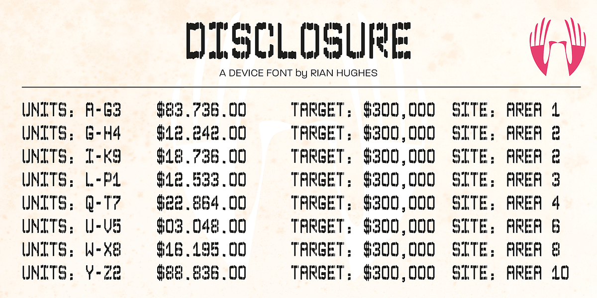 Disclosure, a Sans Serif Font by Device (Photo 10 of 10)