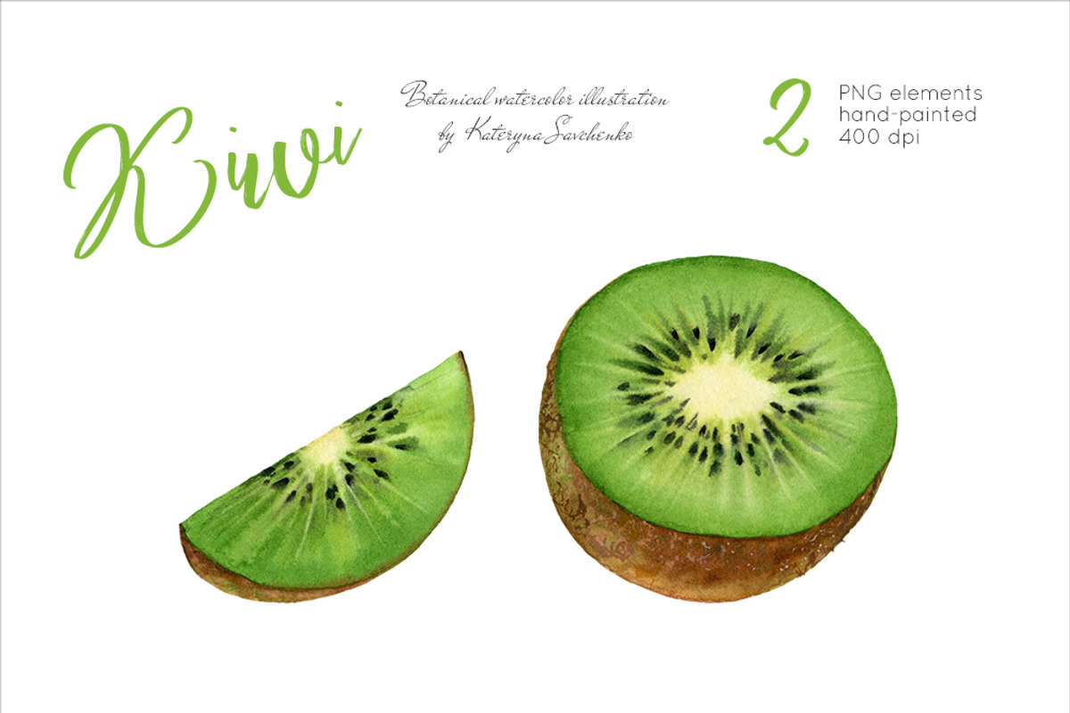 Kiwi. Watercolor fruits, a Graphic by Akvarelldesign