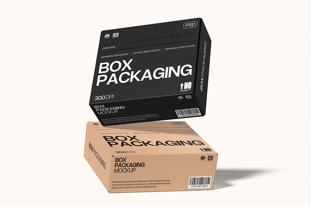 Box Mockup Front & Side Views, a Packaging Mockup by graphicsauce