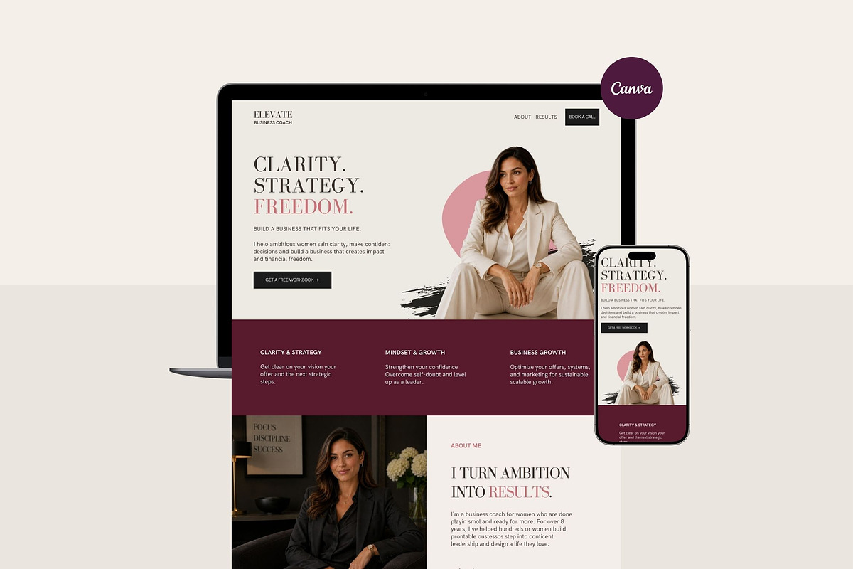 Elevate - Canva Website Template, a Landing Page Template by PixaSquare (Photo 1 of 7)