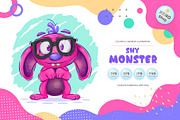 Shy cartoon monster. Tshirt, PNG., an Animal Illustration by KENO Mascots (Thumbnail 1 of 4)
