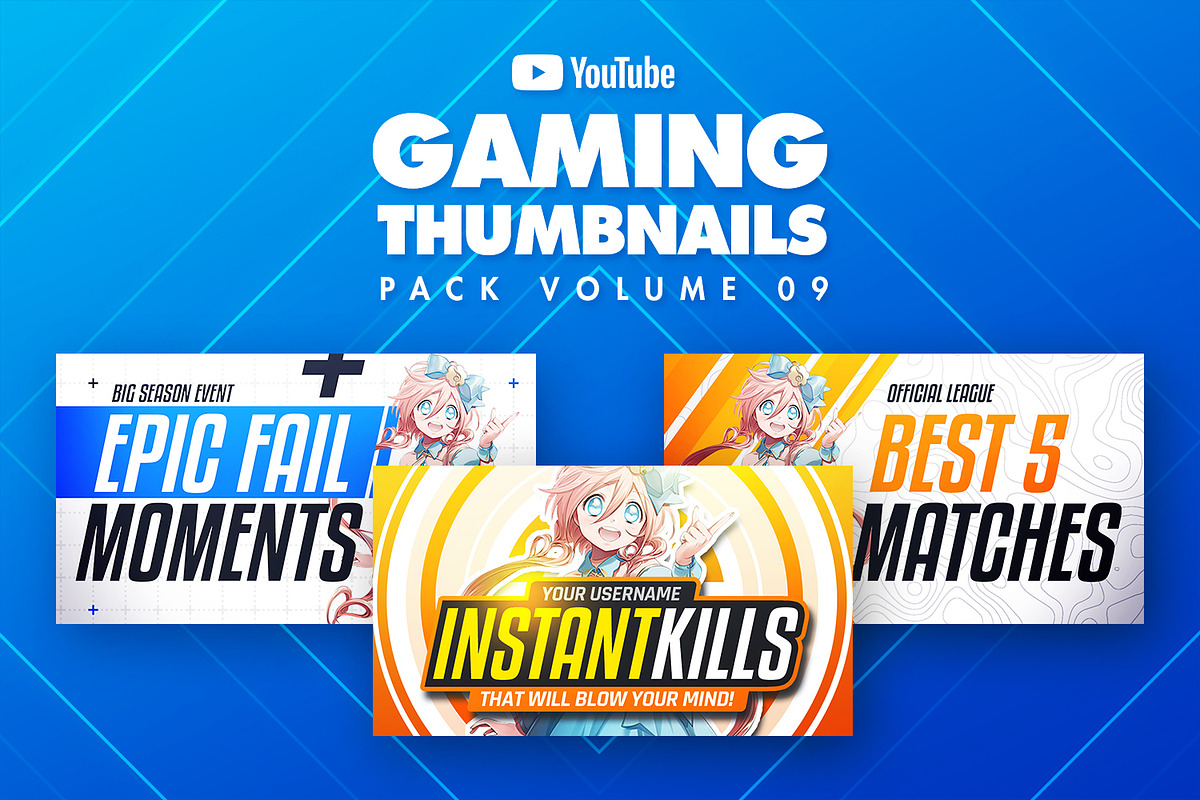 Gaming Youtube Thumbnails Pack 09, a Social Media Template by Odin_Design