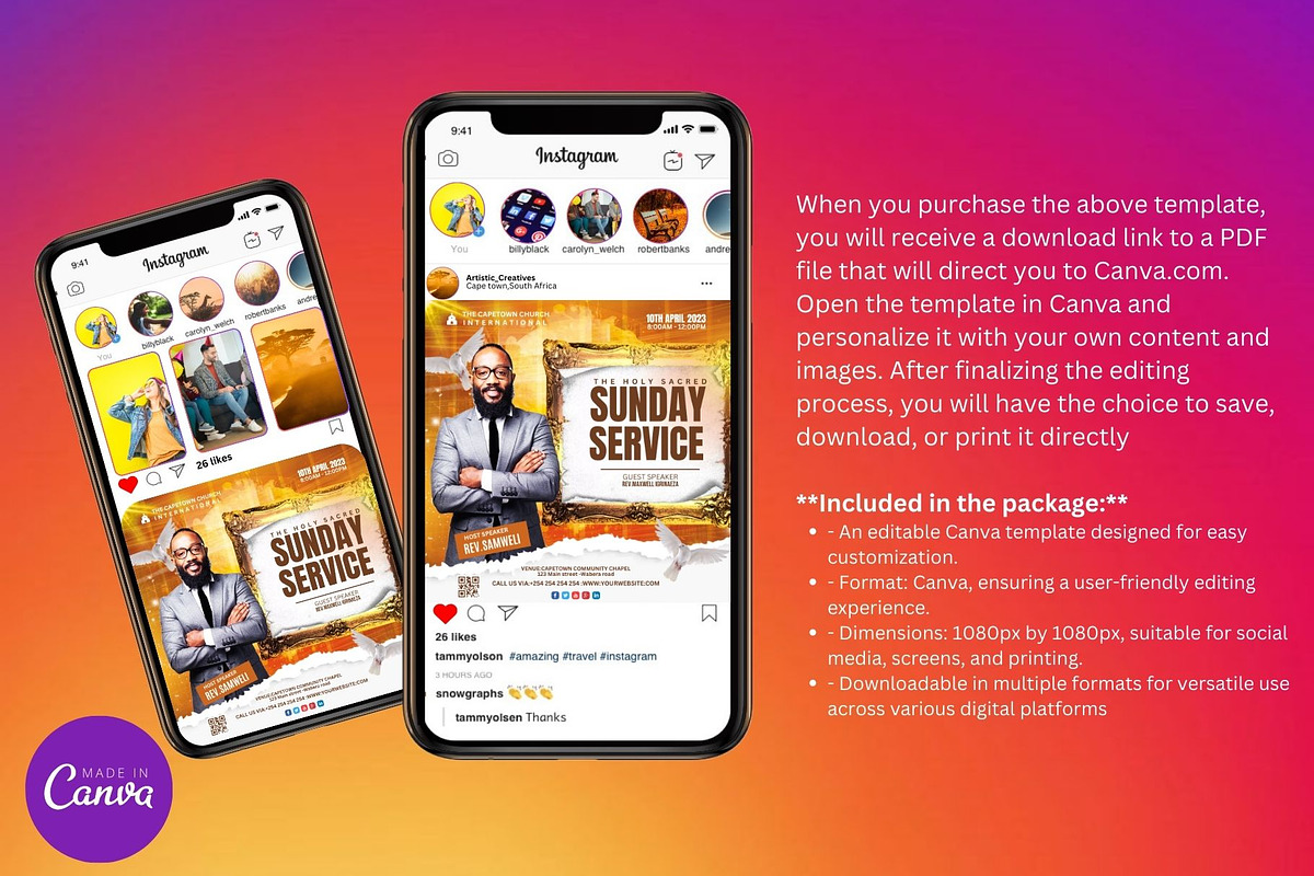 Church Service Instagram Template, a Social Media Template by Mishek Munene (Photo 4 of 4)