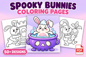 Spooky Bunnies Coloring Pages Vol. 1