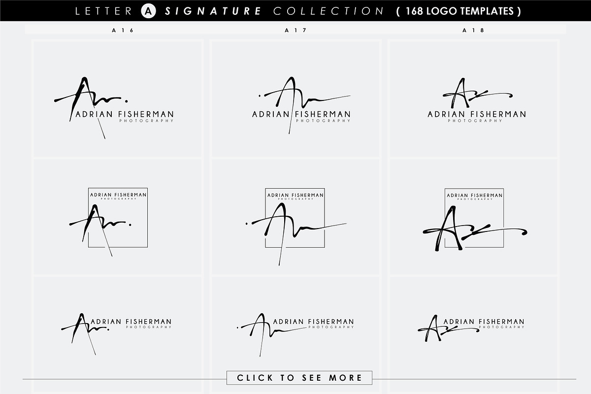 168 LETTER A SIGNATURE monogram logo, a Branding & Logo Template by Whimsical Logoshop (Photo 16 of 16)