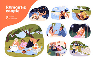Love couples on romantic date set, a Person Illustration by PaperTrident