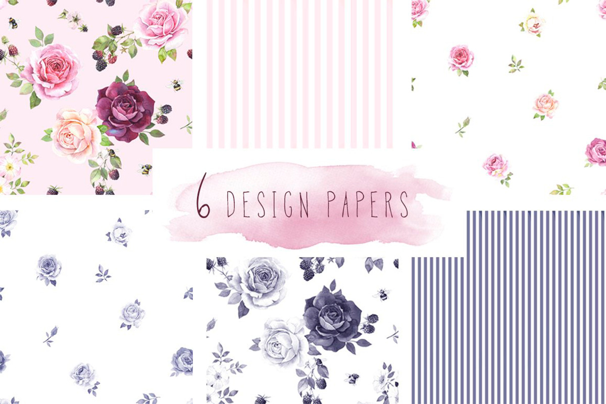 Watercolor rose and blackberry set, an Illustration by PS_patterns (Photo 4 of 6)