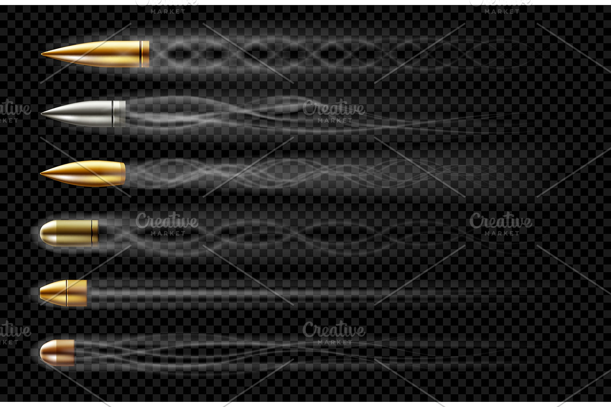 Flying bullets with smoke traces, an Illustration by art PVP - market