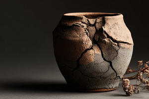 Old Clay Pot with Cracks on Concrete, an Arts & Entertainment Photo by Virgo Studio