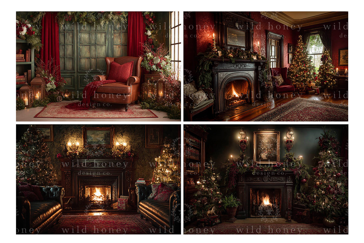Christmas Digital Backdrops BUNDLE, a Layer Style Add-On by Wild Honey Design Co. (Photo 2 of 6)