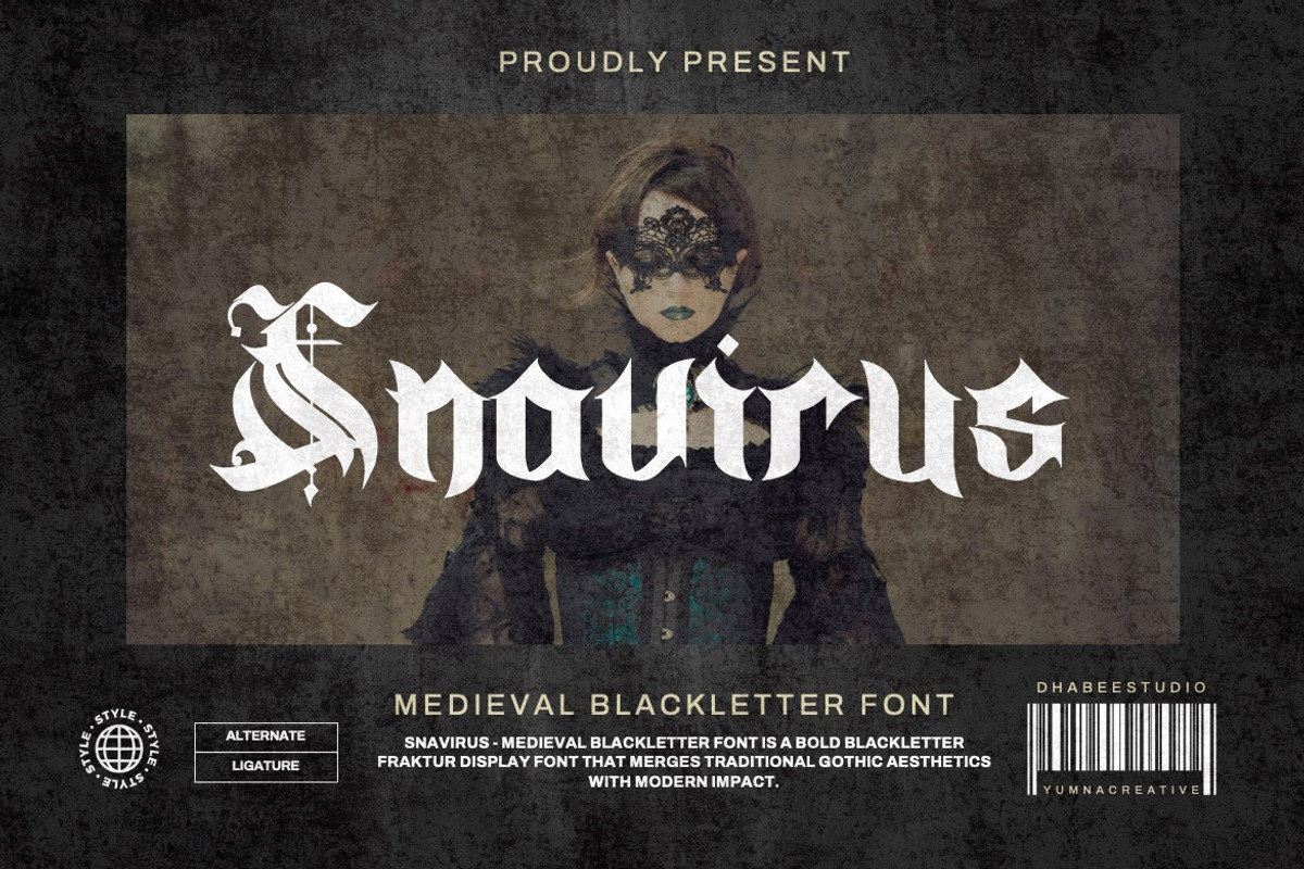 Snavirus - Medieval Blackletter Font, a Blackletter Font by Dhabee (Photo 1 of 16)