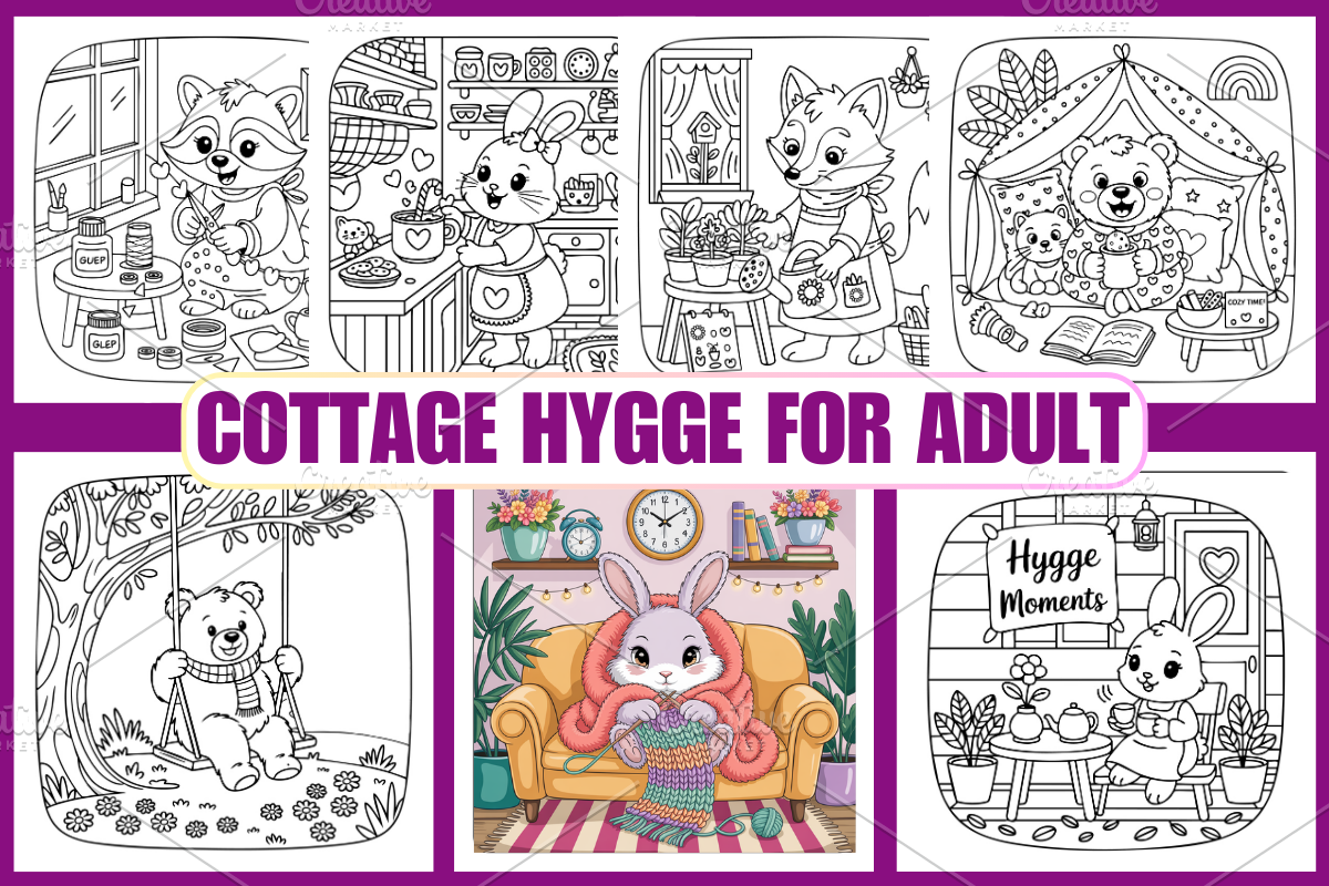 Cottage Hygge Coloring Pages, an Animal Illustration by Coco Bloom (Photo 1 of 3)