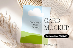 Card Mockup 5x7 Online Edit Canva, a Product Mockup by PawMockups 2