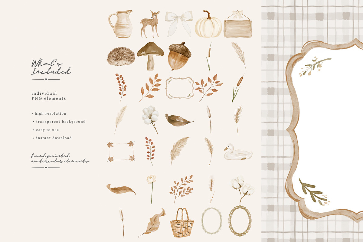 autumn woodland clipart collection, a Decorative Illustration by Patishop Art (Photo 4 of 9)