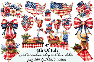 4th of july clipart bundle, an Illustration by GatewayDesign