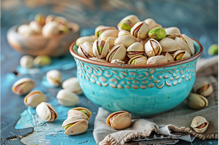 Bowl of Pistachios on Rustic Table, a Food & Drink Photo by Lermont51