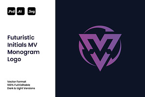 Futuristic Initials MV Monogram Logo, a Branding & Logo Template by Luxury Logos