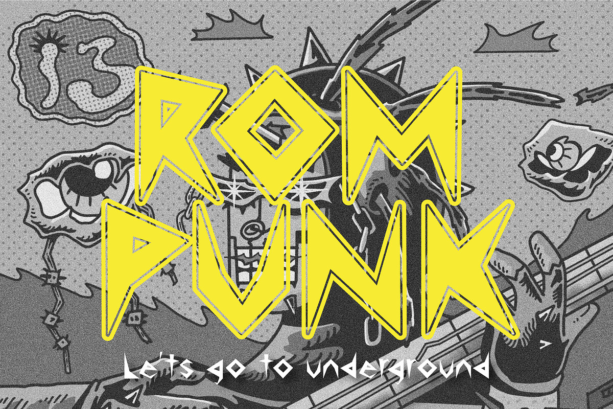 ROMPUNK FONT, a Sans Serif Font by Monoor_std (Photo 1 of 6)