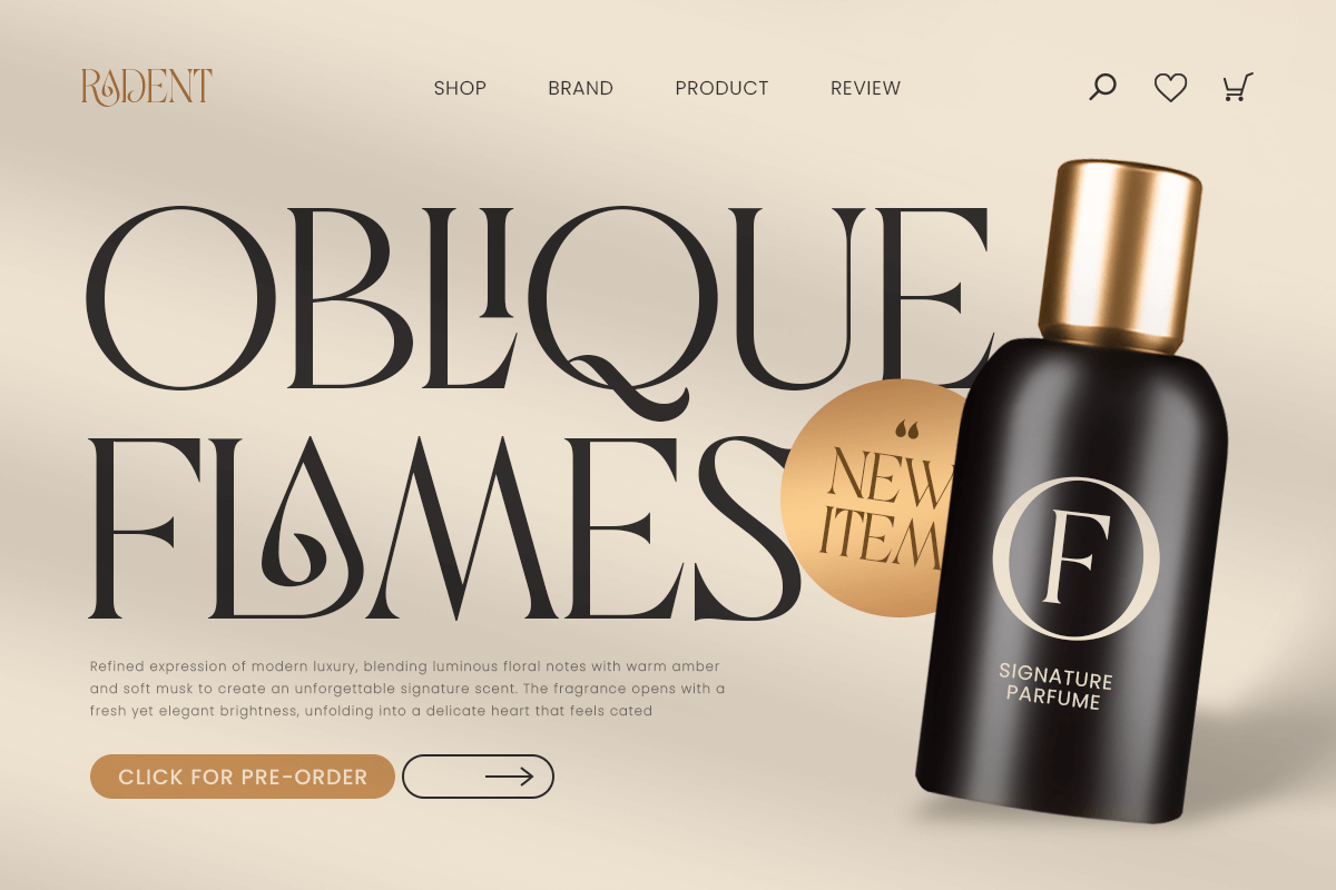 Aroska - Unique Luxury Art Deco Font, a Serif Font by Sensatype (Photo 3 of 12)