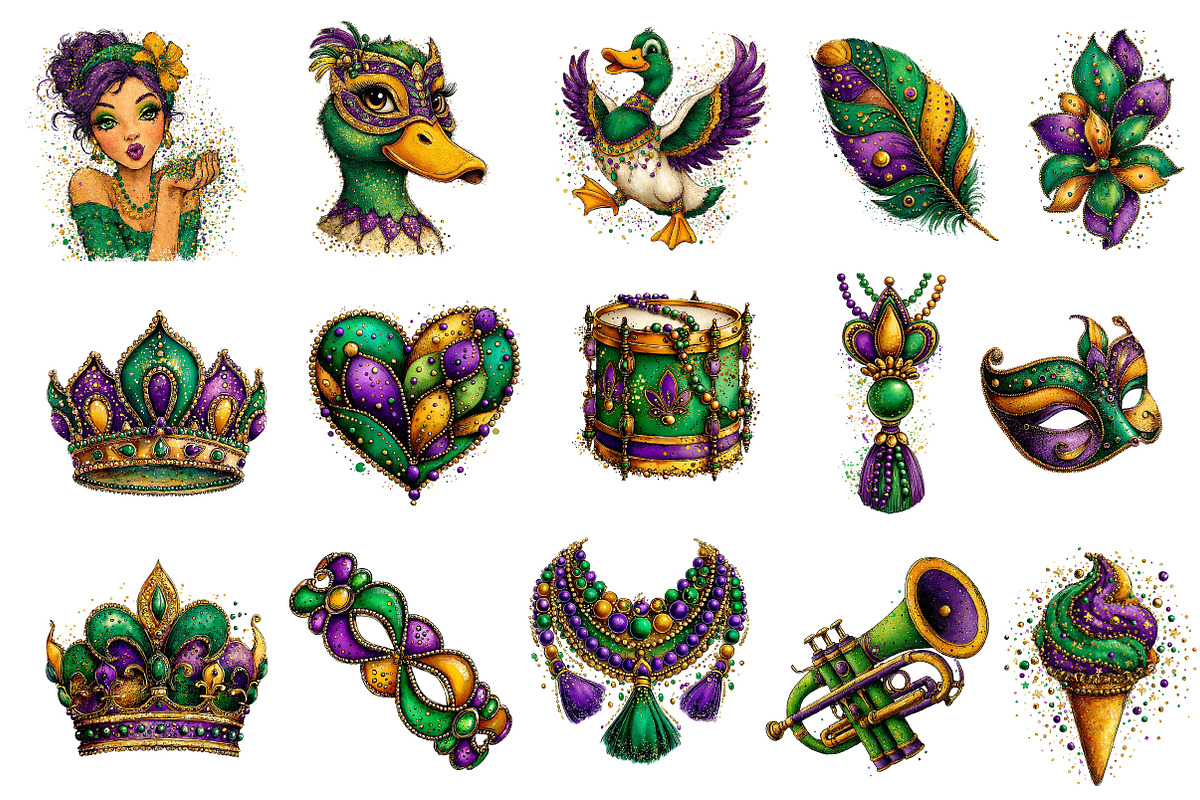Mardi Gras Sublimation Clipart, an Illustration by Dream Creation (Photo 3 of 5)