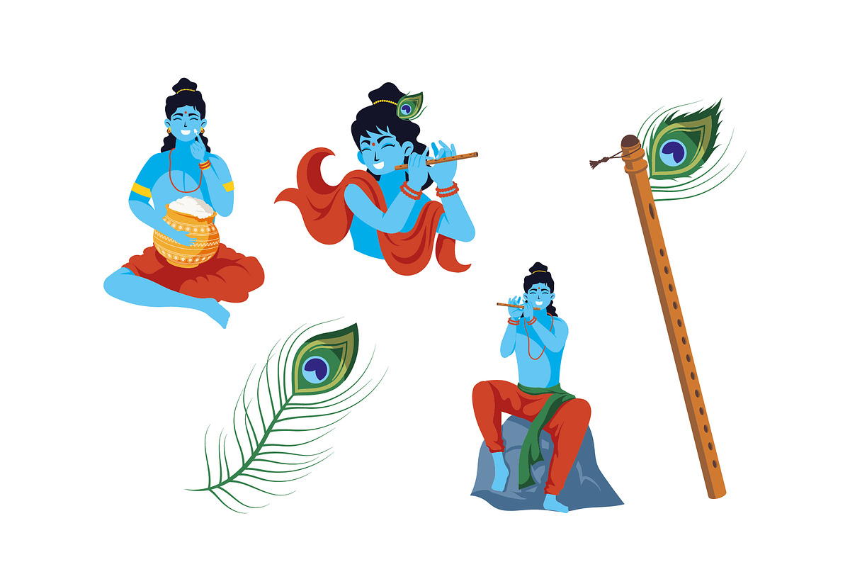 Colorful Janmashtami Illustration Se preview 2