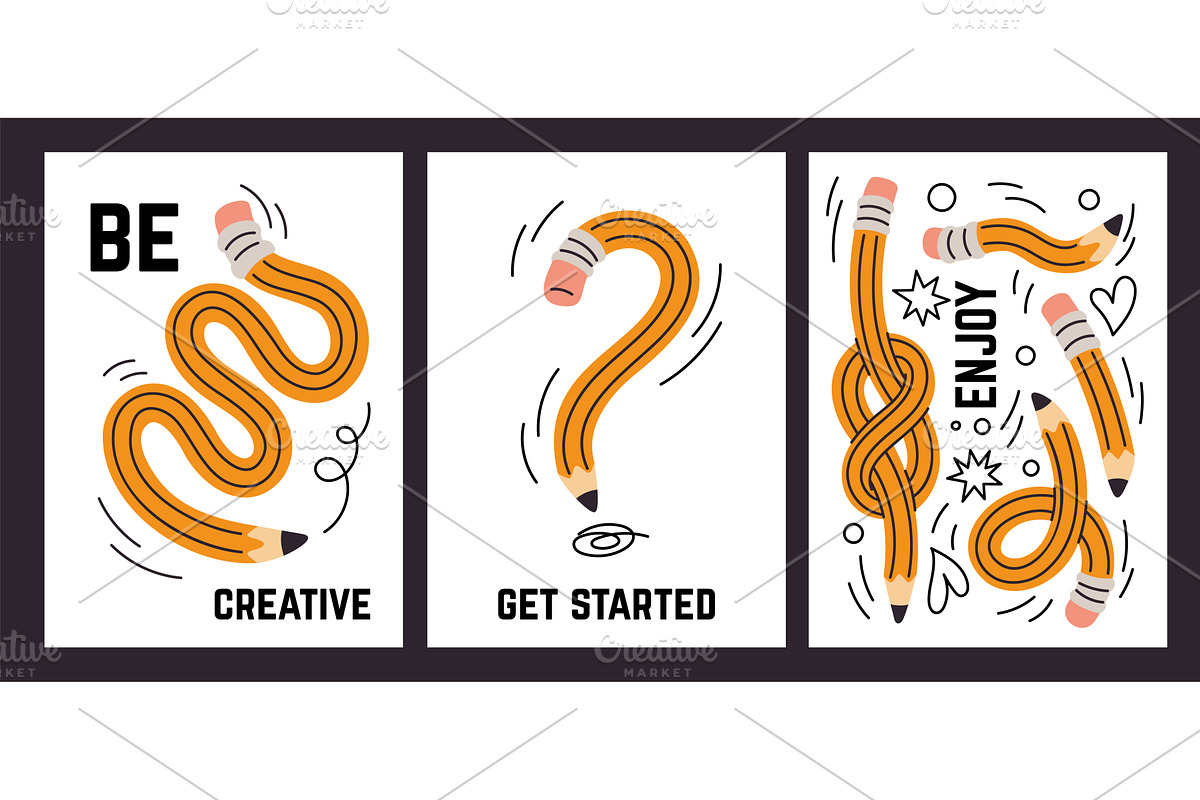 Twisted funny pencils cards, an Education Illustration by YummyBuum