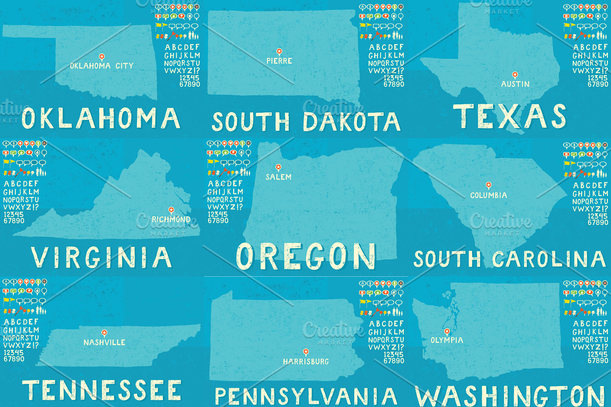 Maps of All 50 United States, a Person Illustration by retrorocket (Photo 7 of 8)