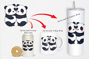 Hugging Panda Clipart, a Graphic by Artnoy (Thumbnail 4 of 5)