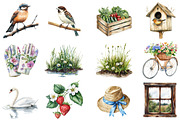 Spring Showers Watercolor Clipart, an Illustration by DreamCafeArt (Thumbnail 5 of 8)