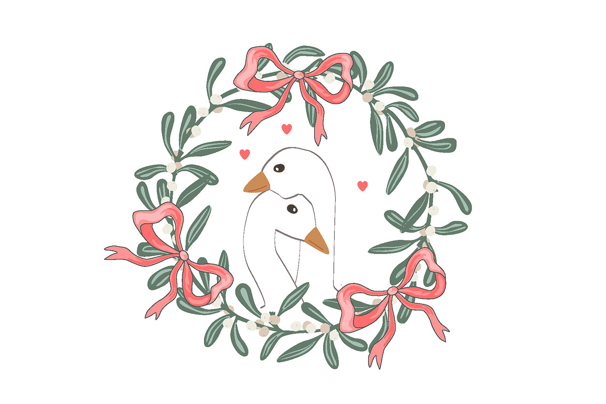 Mistletoe geese wreath set, an Object Illustration by Toltemara (Photo 2 of 3)