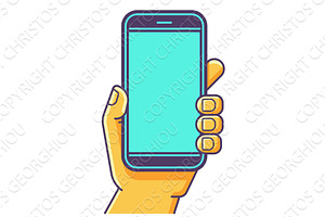 Hand Holding Mobile Phone Screen, a Technology Illustration by Christos Georghiou