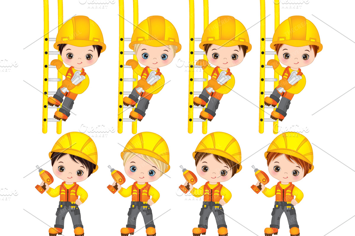 Vector Construction Little Boys, an Illustration by TheCreativeMill
