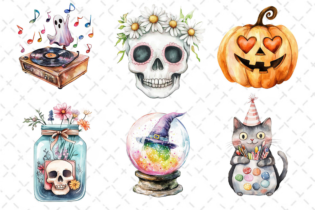 Cute Retro Halloween Clipart, an Illustration by Dream Creation (Photo 5 of 6)