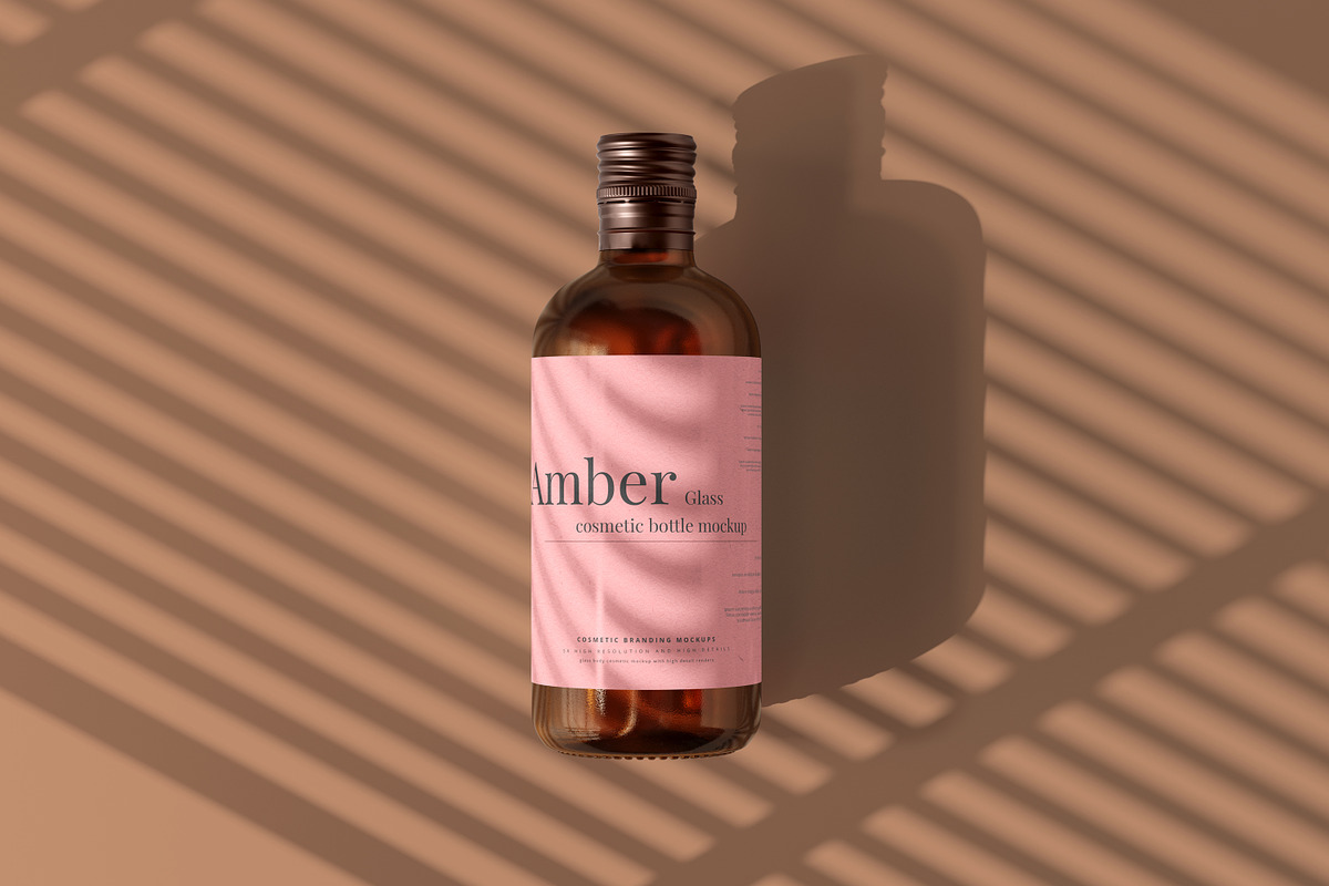 Amber Glass Bottle Mockups, a Cups & Container Mockup by pmvch (Photo 8 of 10)