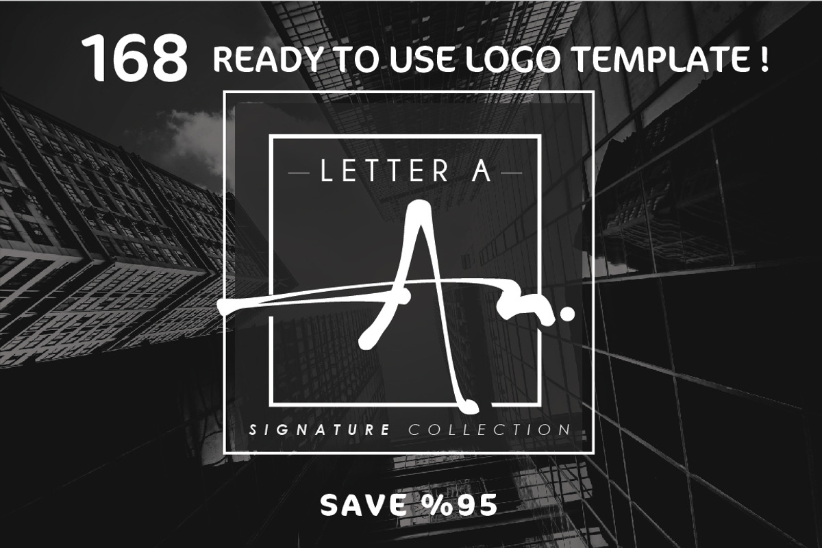 168 LETTER A SIGNATURE monogram logo, a Branding & Logo Template by Whimsical Logoshop (Photo 1 of 16)